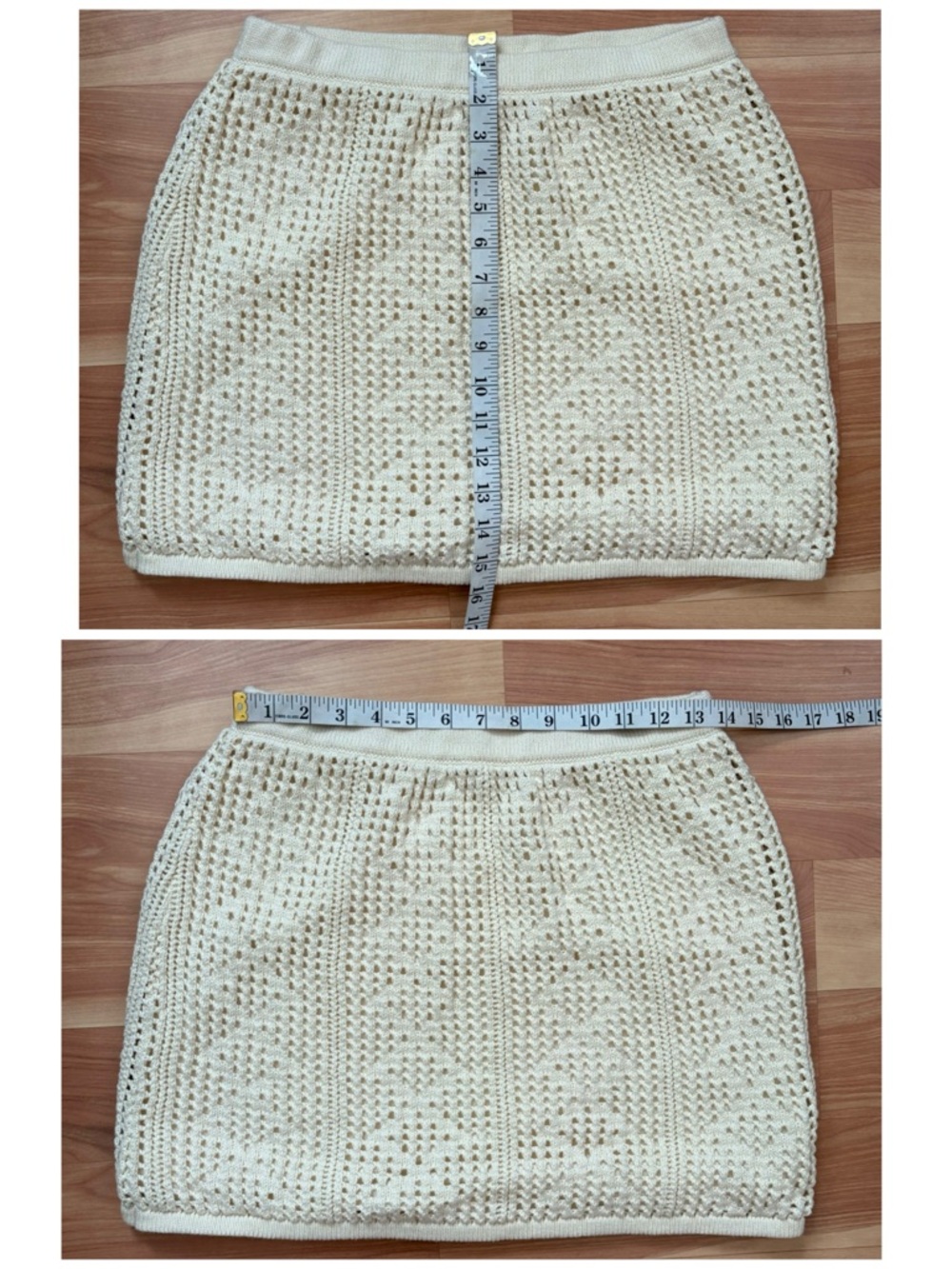 Sabo Lux Cotton Kimmi Beige Crochet Crop Top & Skirt Set Large Festival Bohemian - Picture 7 of 13